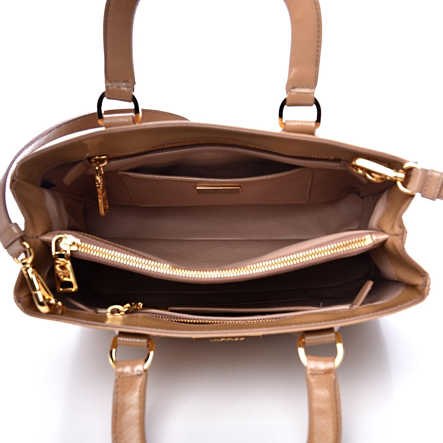 Prada Saffiano Vernice Top Handle Caramel 4 of 10