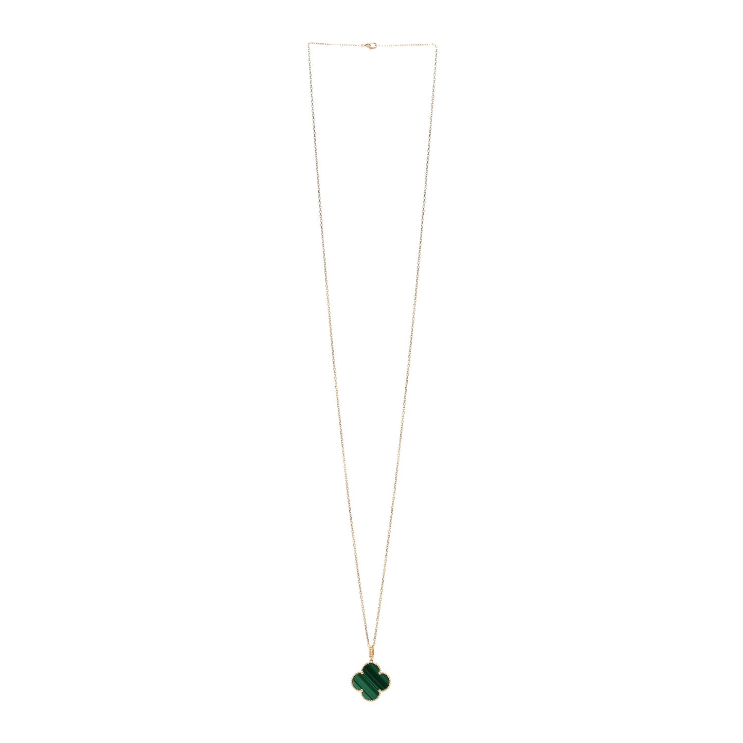 18K Yellow Gold Malachite Magic Alhambra Pendant Necklace
