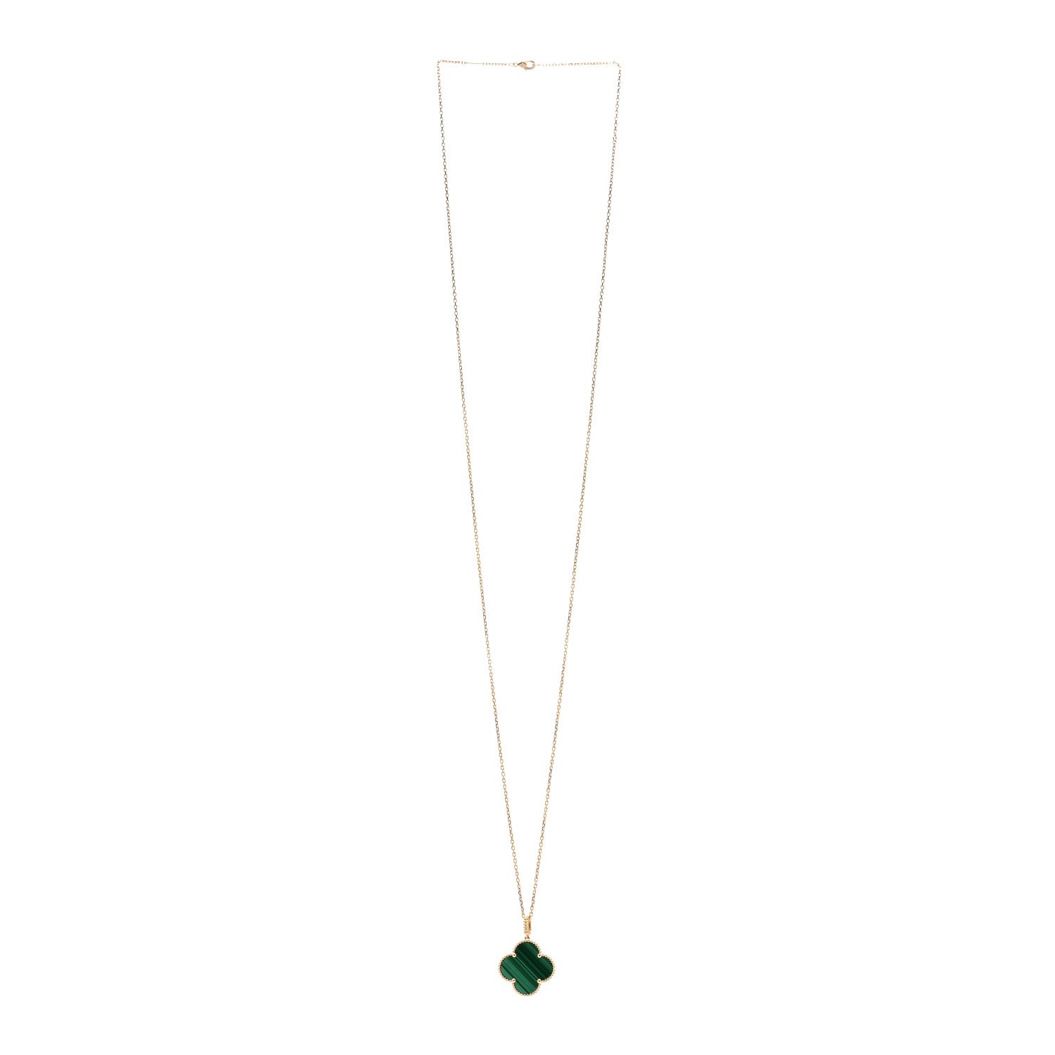 Van Cleef & Arpels 18K Yellow Gold Malachite Magic Alhambra Pendant Necklace 3 of 6