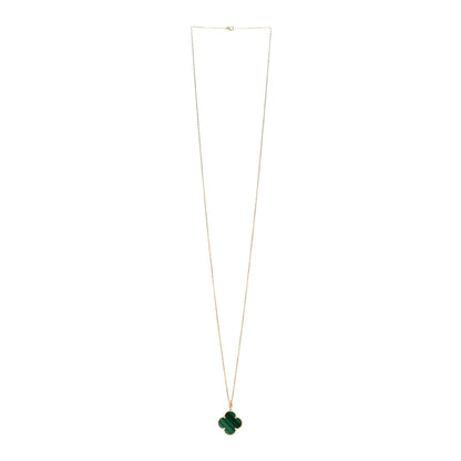 Van Cleef & Arpels 18K Yellow Gold Malachite Magic Alhambra Pendant Necklace 3 of 6