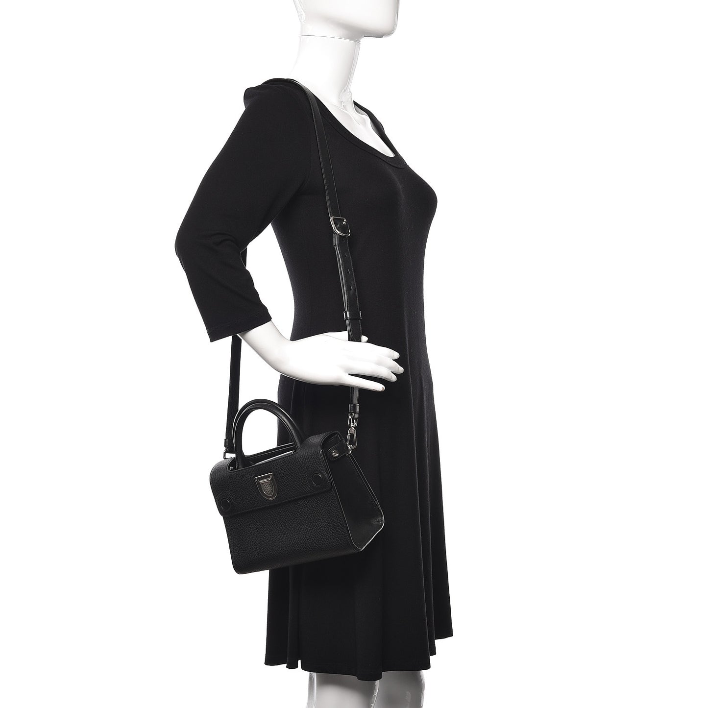 Grained Calfskin Mini Diorever Flap Black