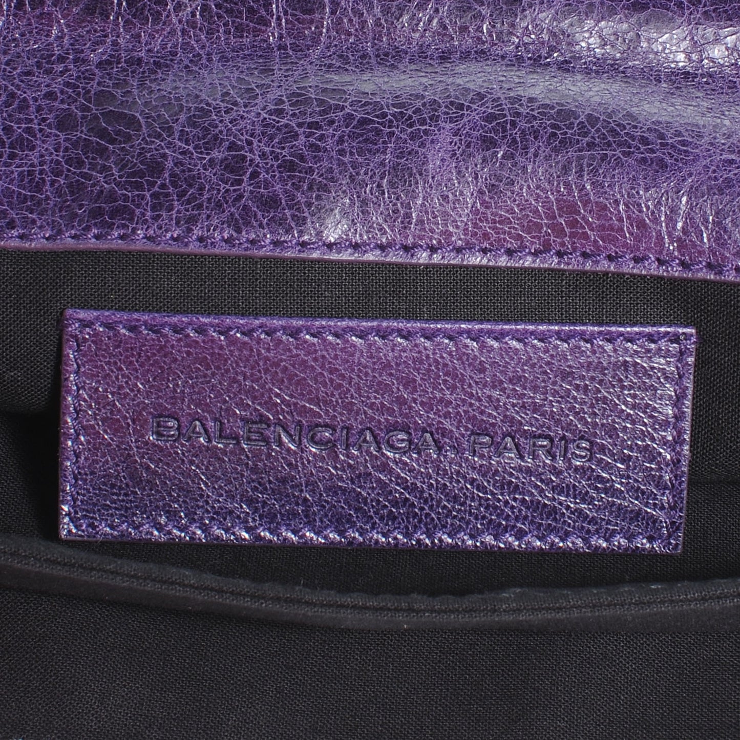 Agneau Giant Silver Hardware Envelope Clutch Dark Violet