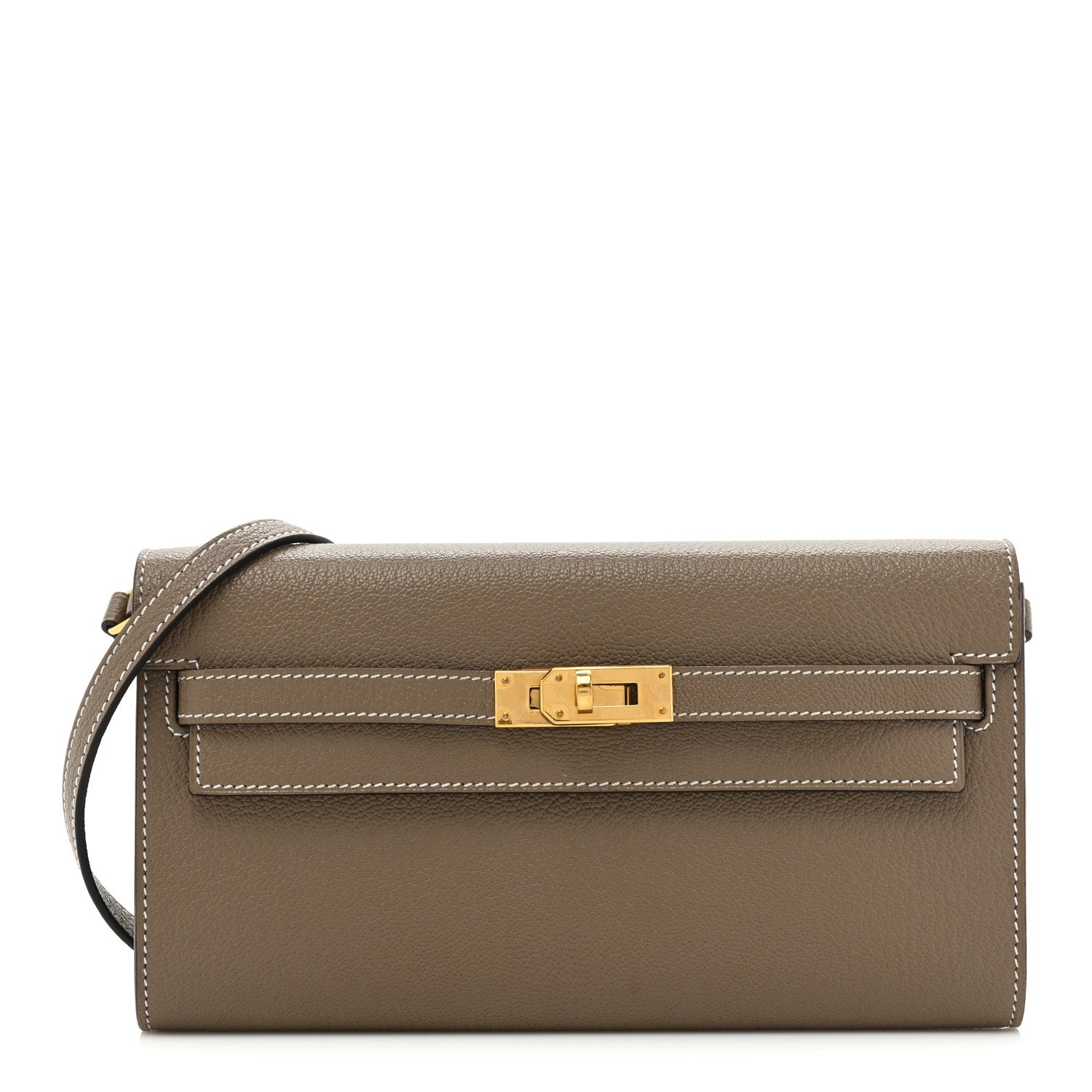 Hermes Chevre Mysore Kelly To Go Wallet Etoupe 1 of 14