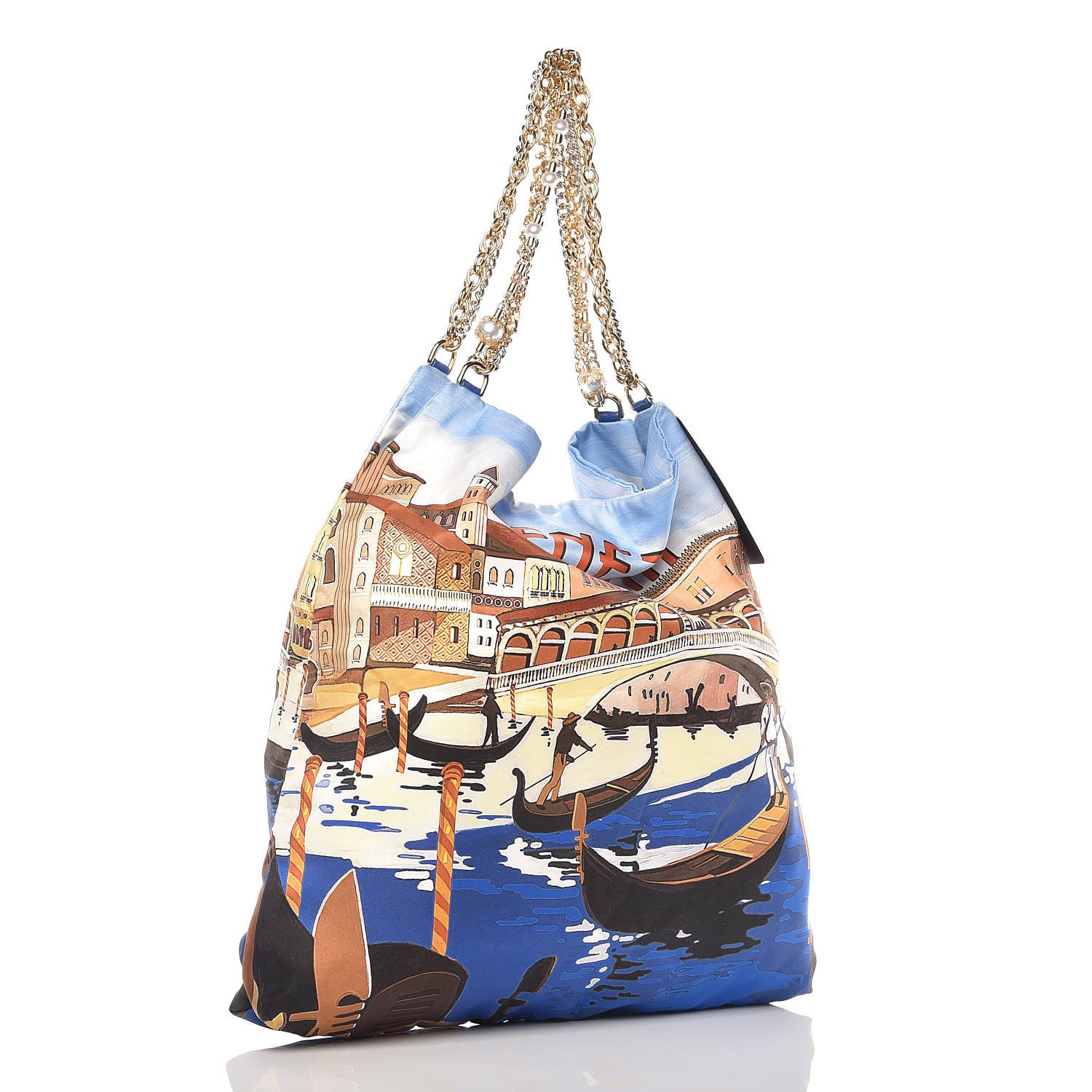 Dolce & Gabbana Silk Venezia Printed Anita Tote Blue Multicolor 3 of 8