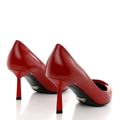 Prada Spazzolato Triangle Logo Pointed Toe 75mm Pumps 37.5 Scarlatto 4 of 10