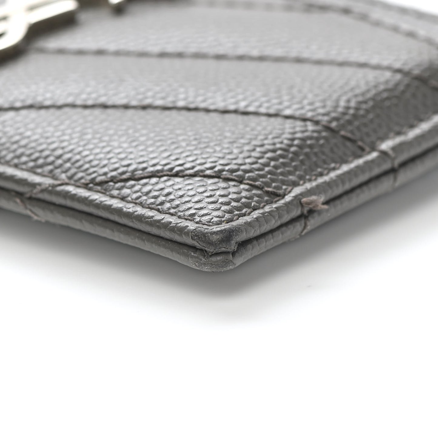Grain De Poudre Matelasse Chevron Monogram Credit Card Case Coal