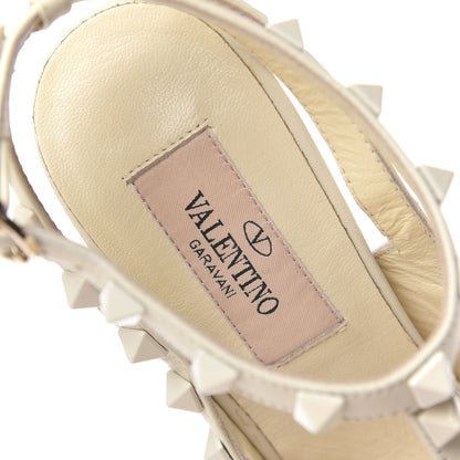 Valentino Garavani Calfskin Lacquered Monochrome Rockstud Ankle Strap 100mm Pumps 36.5 Ivory 8 of 10