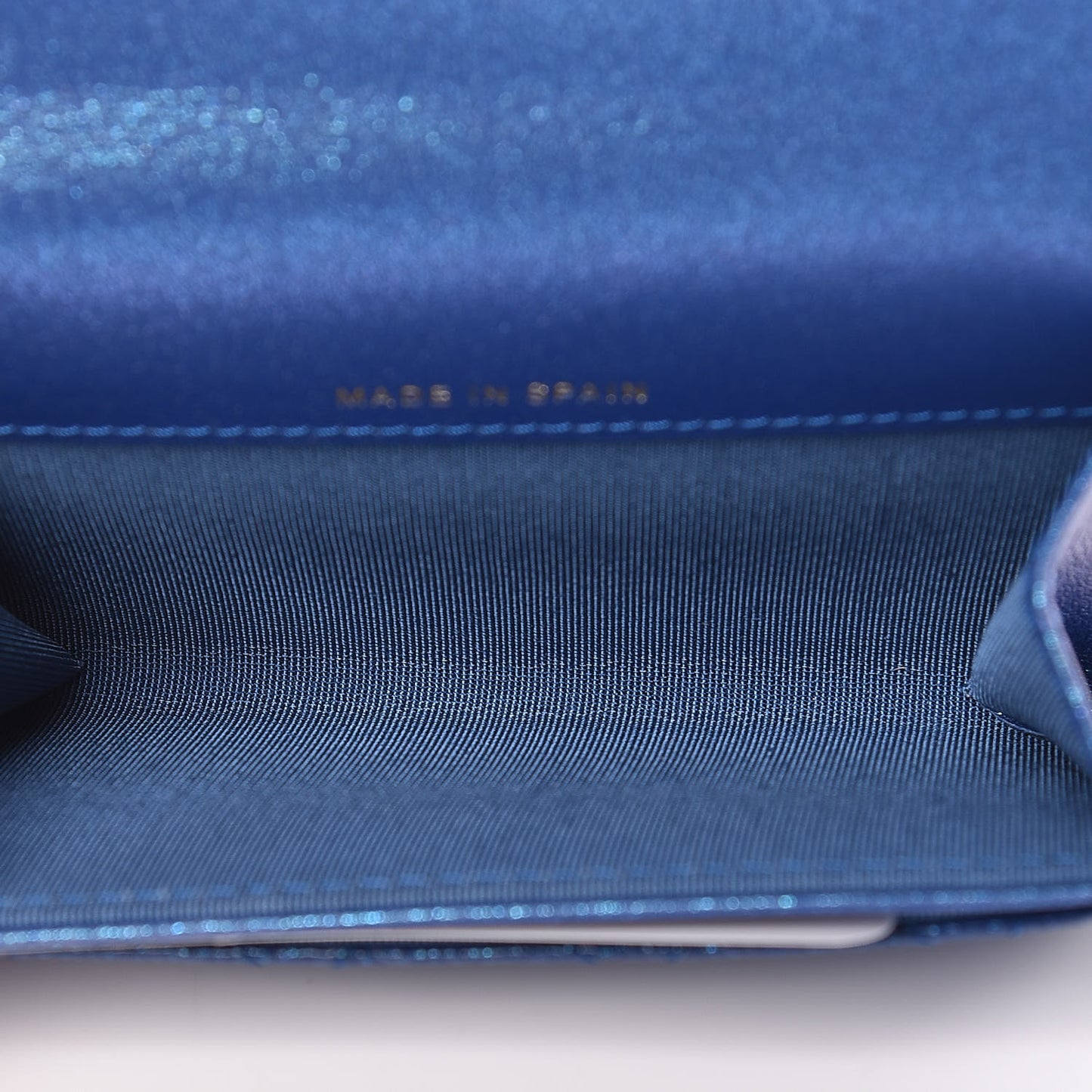 Glittered Aged Calfskin Quilted Reissue Card Holder Dark Blue