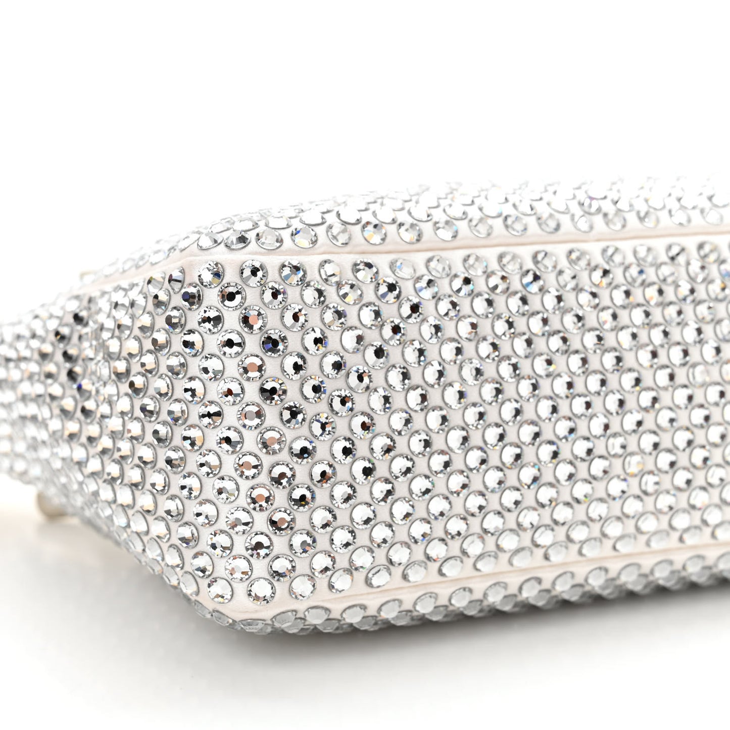 Satin Crystal Mini Re-Edition 2000 Bag White