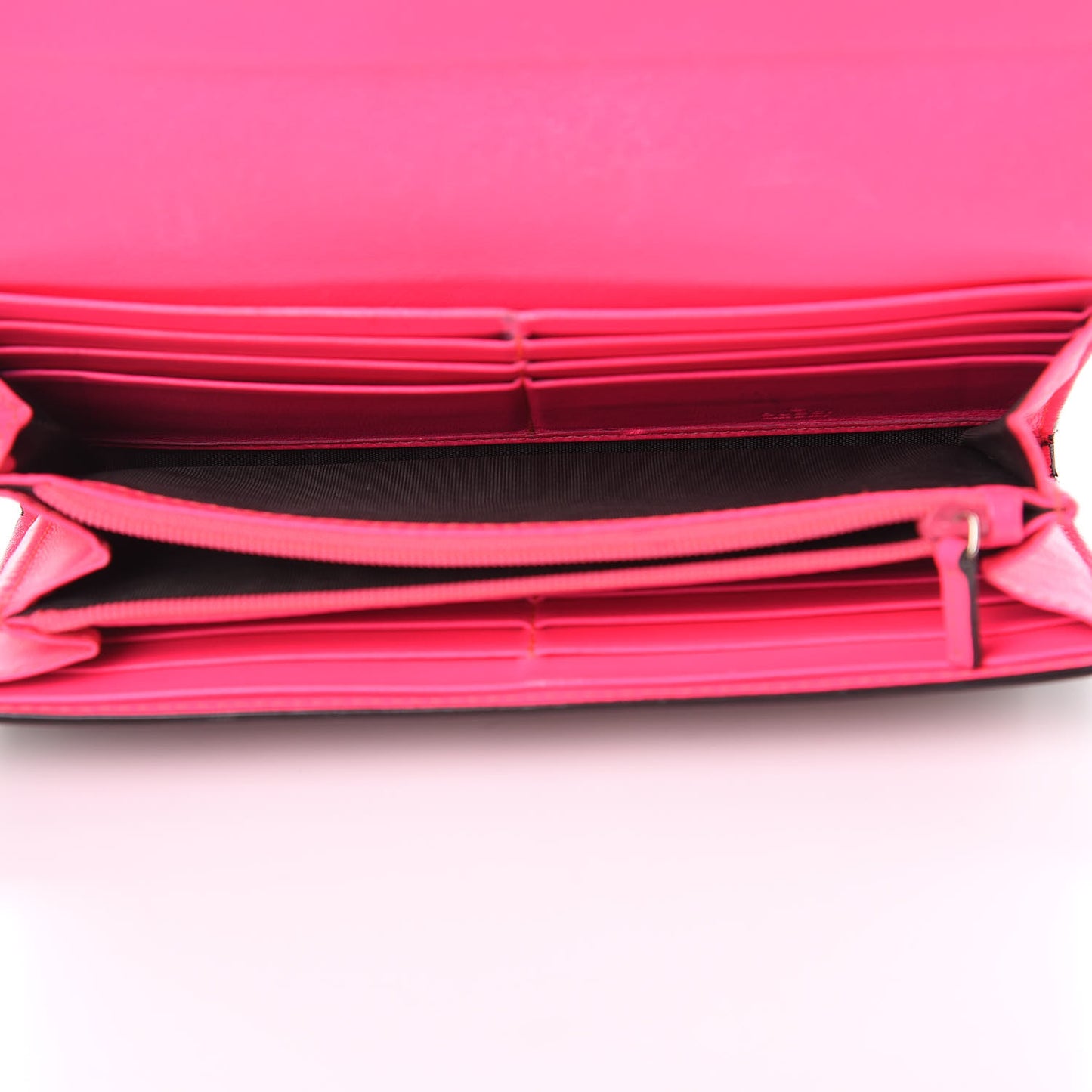 GG Supreme Monogram Continental Heart Wallet Fluorescent Fuchsia