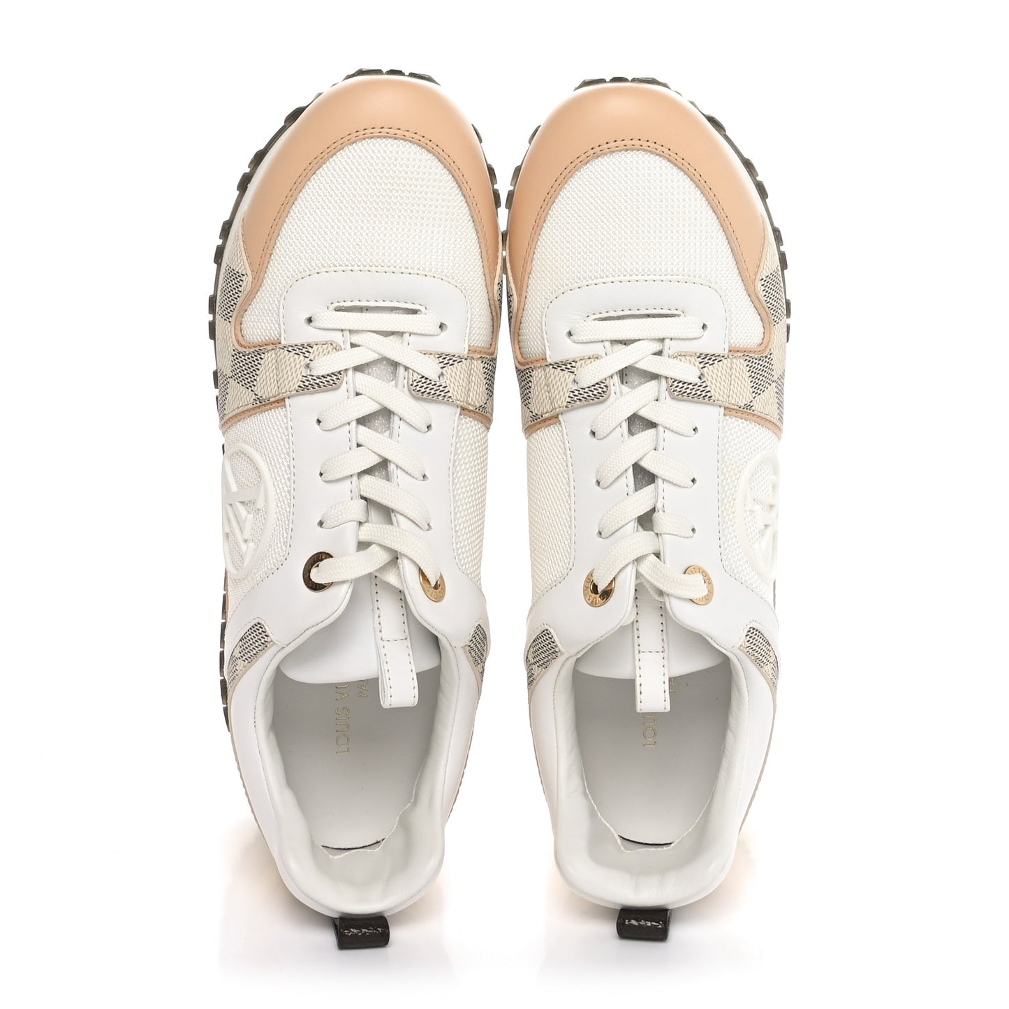 Calfskin Damier Azur Run Away Sneakers 38 White