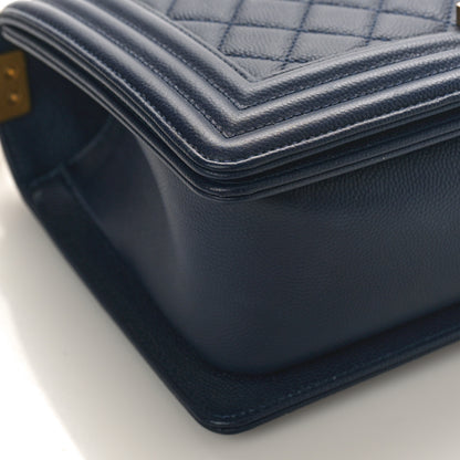 Chanel Caviar Quilted Medium Boy Flap Dark Navy Blue 8 of 9