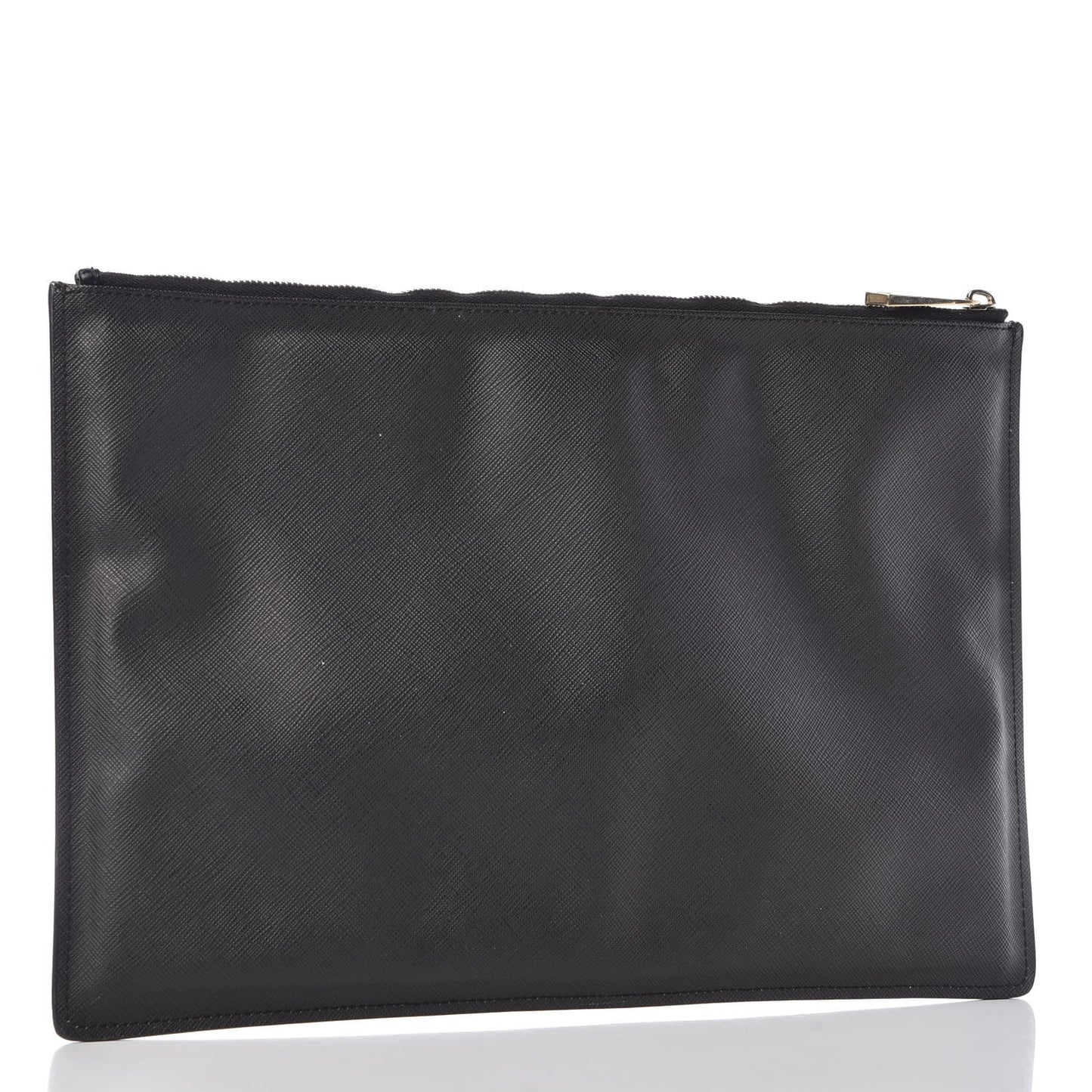 Textured Coated Canvas Bambi Print Medium Cosmetic Pouch Black
