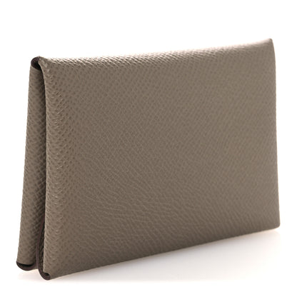 Hermes Epsom Calvi Duo Card Case Etoupe 3 of 9