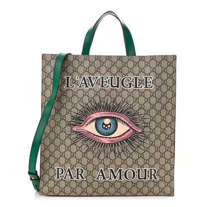 Gucci GG Supreme Monogram L'Aveugle Par Amour Print Vertical Tote Emerald Green 1 of 12