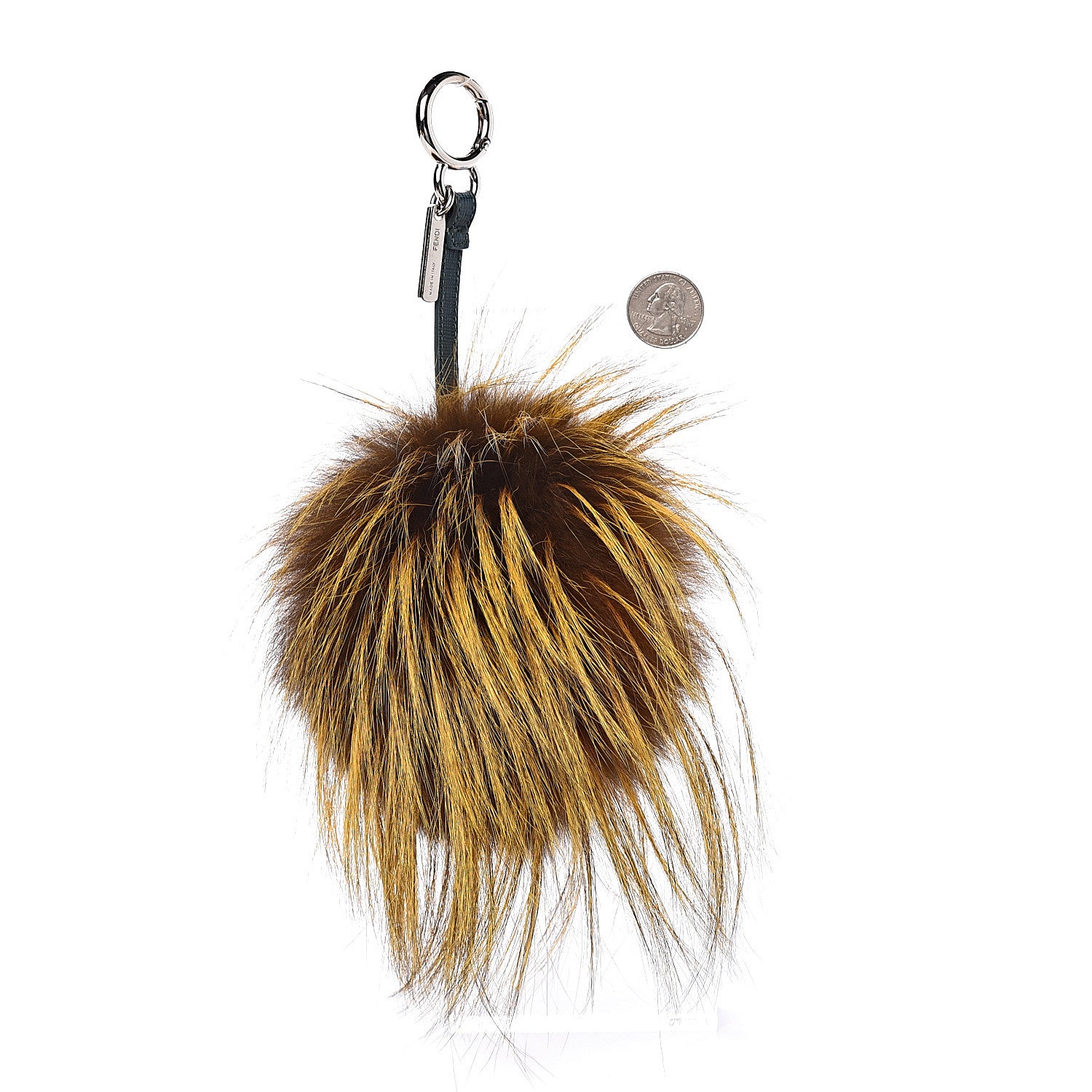 Fendi Fox Fur Vitello Lucy Junior Mini Monster Bag Bug Charm Ocean Multicolor Giallo 2 of 3