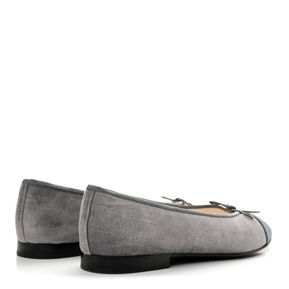 Chanel Velvet Cap Toe Ballerina Flats 39.5 Grey Green 5 of 11