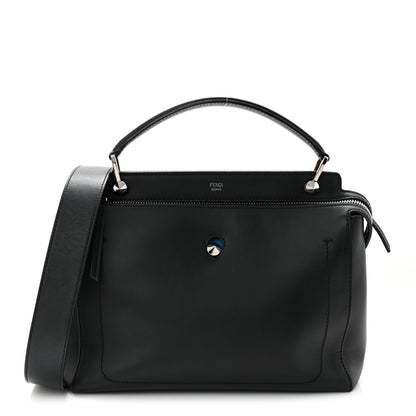 Fendi Vitello Baltico Dolce DotCom Satchel Black Blue Royal 1 of 10