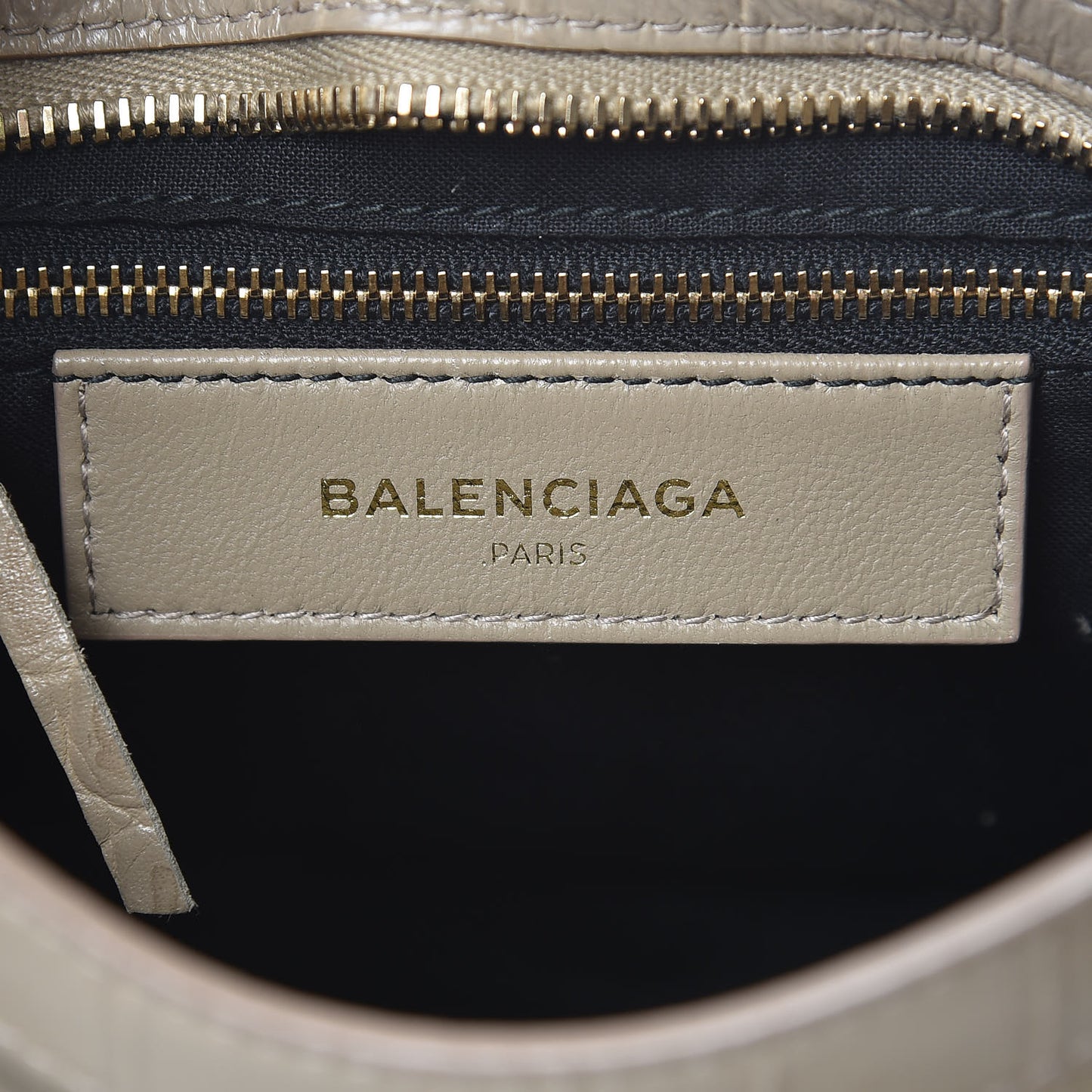 Calfskin Crocodile Embossed Classic Gold Hardware Mini City Beige Latte