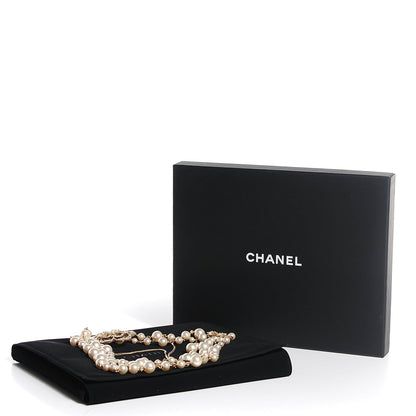 Chanel Swarovski Crystal Pearl Camellia Necklace Gold 5 of 5