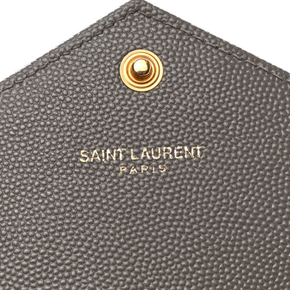 Saint Laurent Grain De Poudre Matelasse Chevron Monogram Flap Wallet Fog 6 of 8