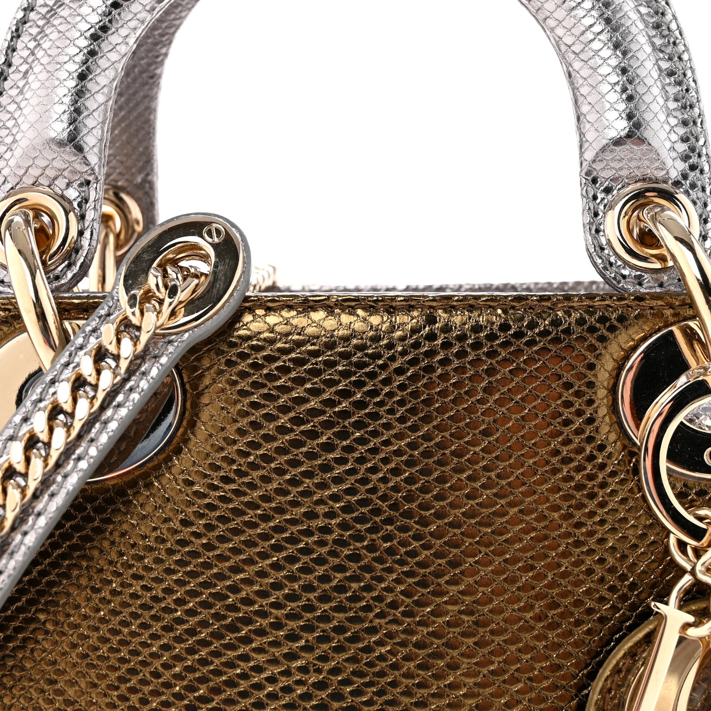 Metallic Karung Mini Lady Dior Gold Multicolor