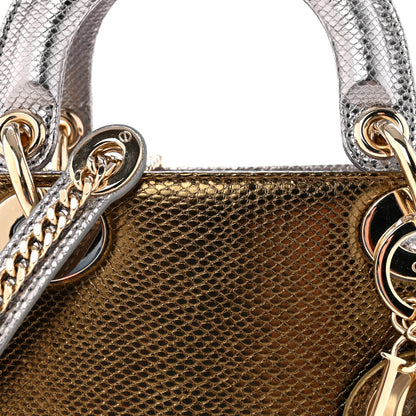 Christian Dior Metallic Karung Mini Lady Dior Gold Multicolor 7 of 10