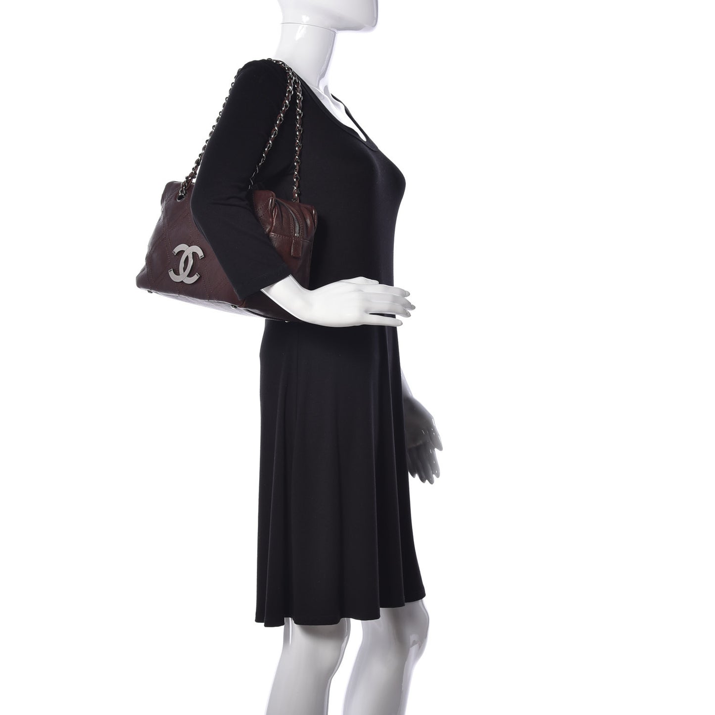 Calfskin Small Diamond Stitch Tote Brown
