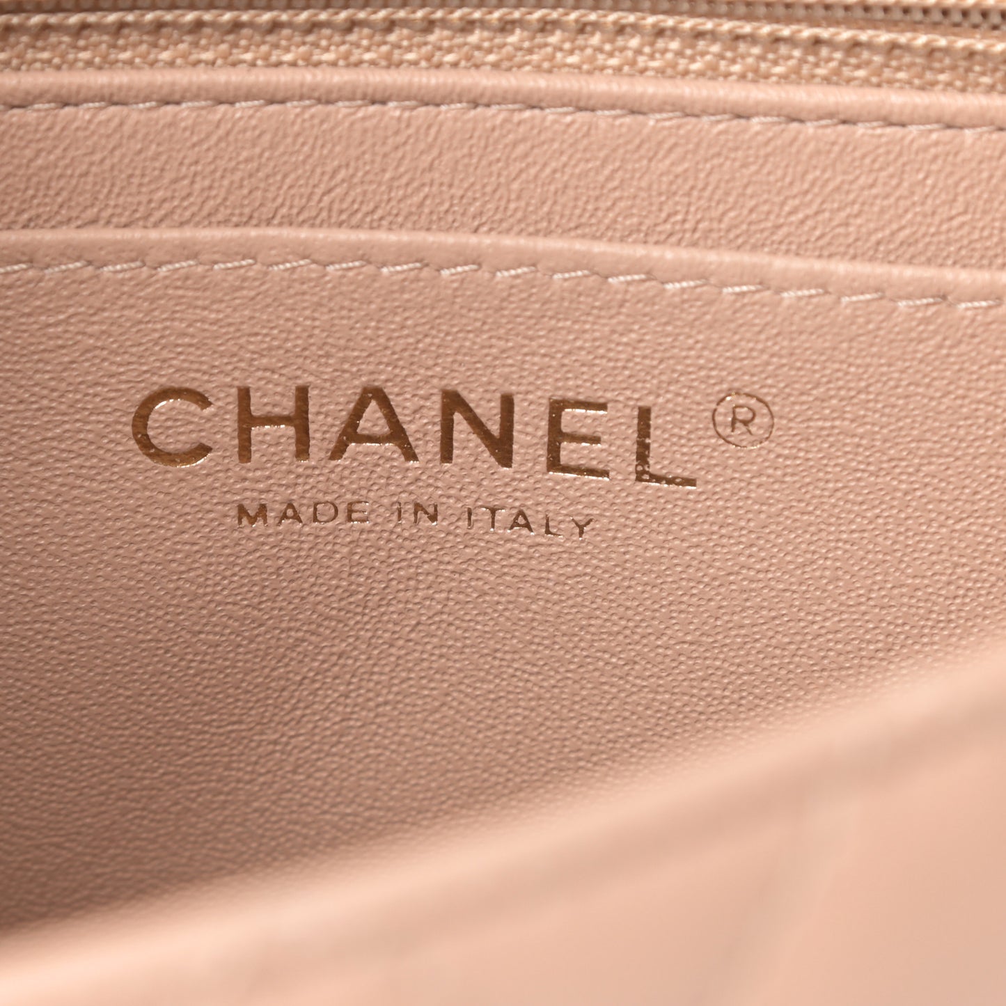 Lambskin Quilted Mini Square Flap Beige