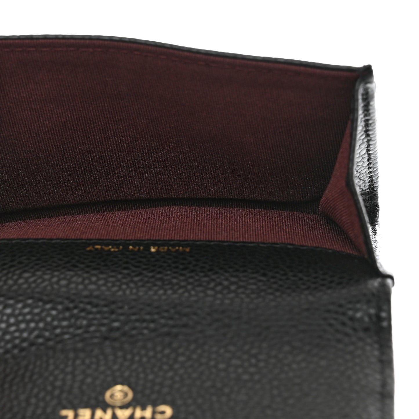 Caviar Quilted Flap Card Holder Wallet Black