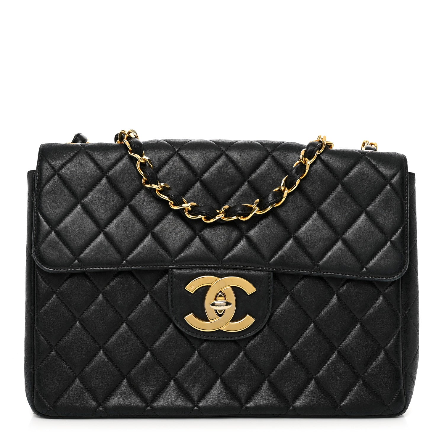 Chanel Lambskin Quilted XL Jumbo Single Flap Black 1 of 14