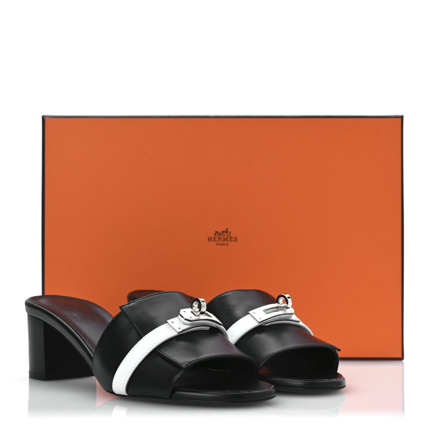 Calfskin Gigi 50 Sandals 37 White Black