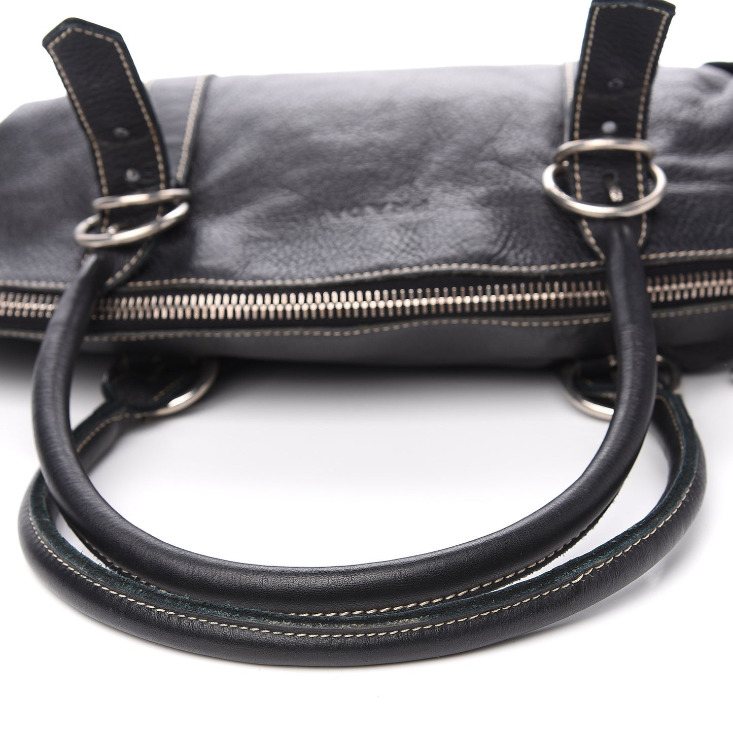 Calfskin Wrapping Satchel Bag Black