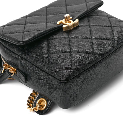 Chanel Shiny Caviar Quilted Chain Melody Backpack Black 10 of 11