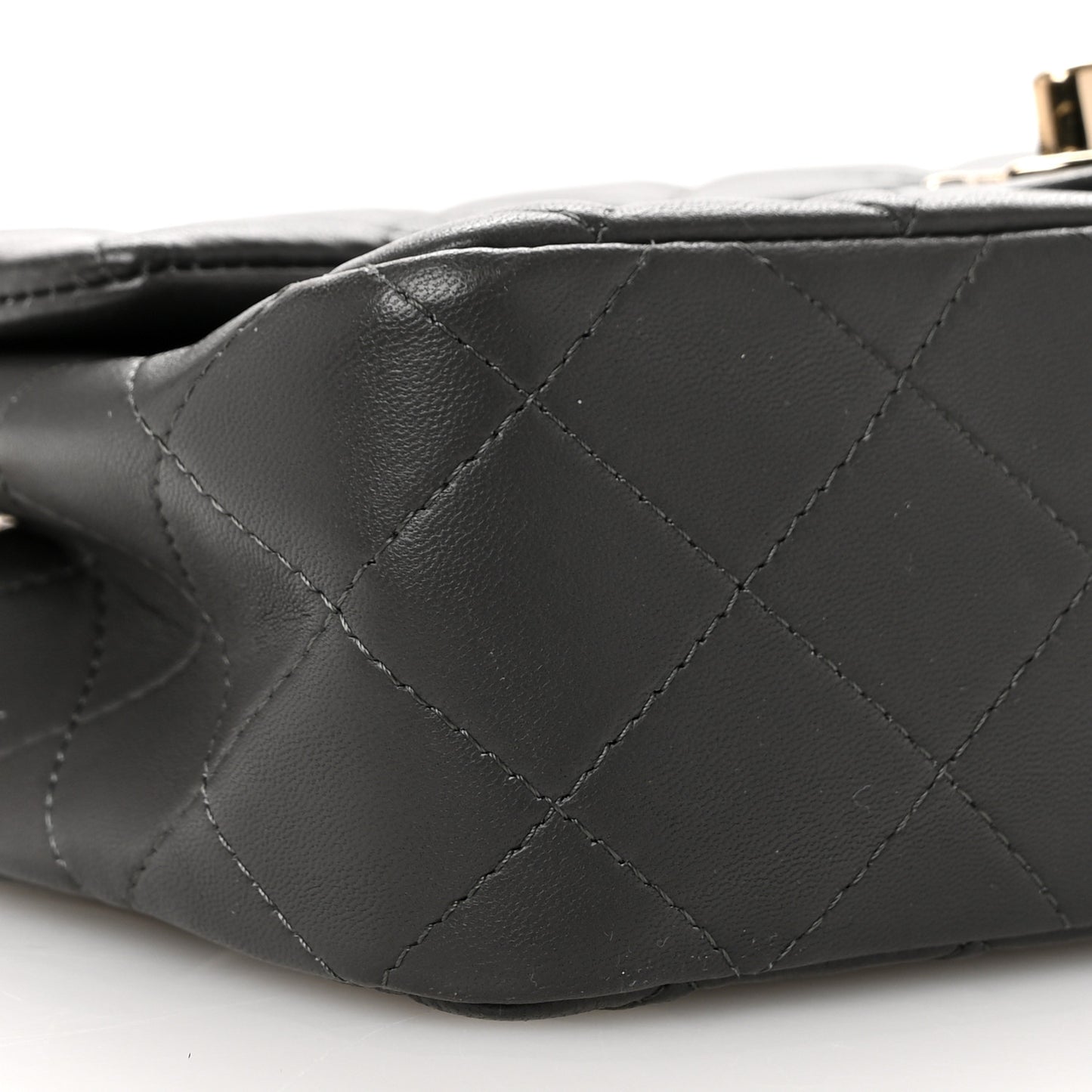 Lambskin Quilted Mini Rectangular Flap Dark Grey