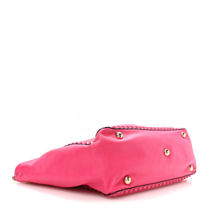 Valentino Garavani Vitello Monochrome Medium Rockstud Tote Pop Fuxia 4 of 10