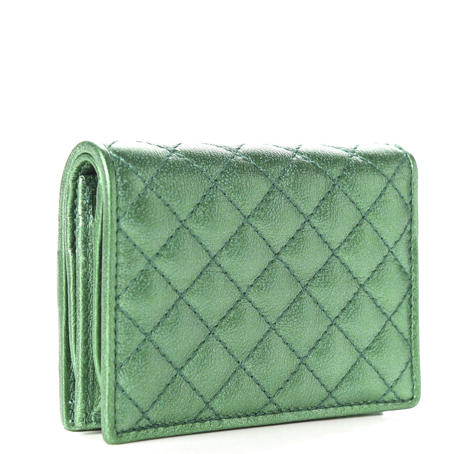 Gucci Laminated Nappa Trapuntata Zumi Card Case Jasmine Green 3 of 22