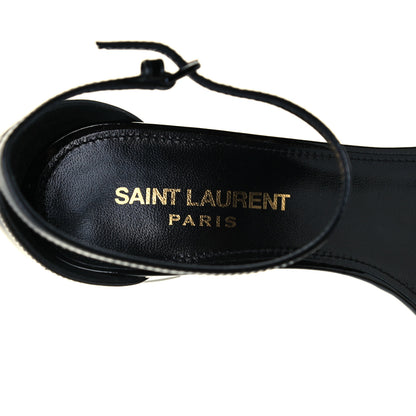 Saint Laurent Patent Calfskin Loulou Ankle Strap Sandals 36.5 Black 9 of 12