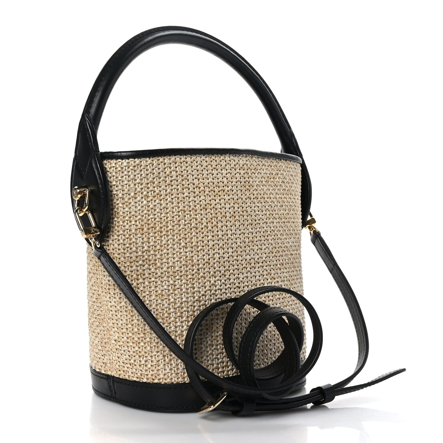 Raffia Petit Bucket Black