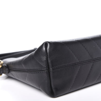 Burberry Calfskin Check Embossed Small Chichester Crossbody Clutch Bag Black 6 of 11