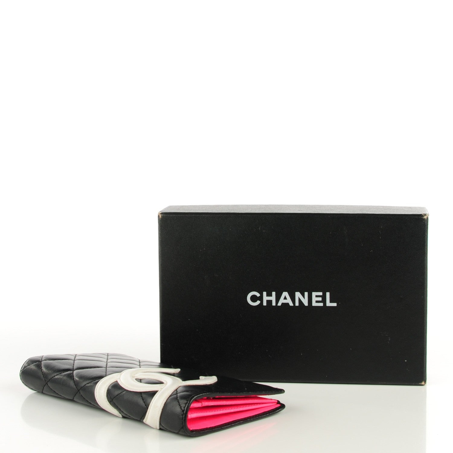 Chanel Calfskin Quilted Cambon Yen Wallet Black White 4 of 8