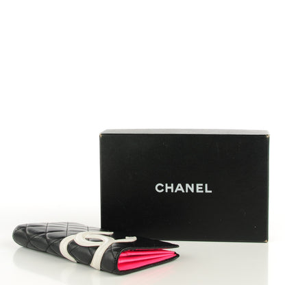 Chanel Calfskin Quilted Cambon Yen Wallet Black White 4 of 8