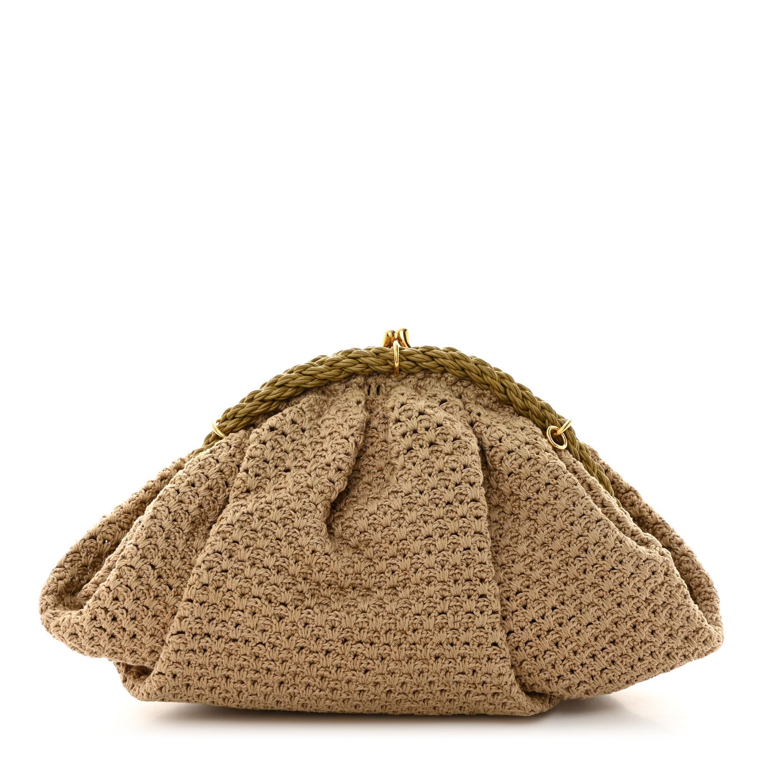 Fendi Intreccio Macrame Braided Shell Clutch Sand 1 of 10