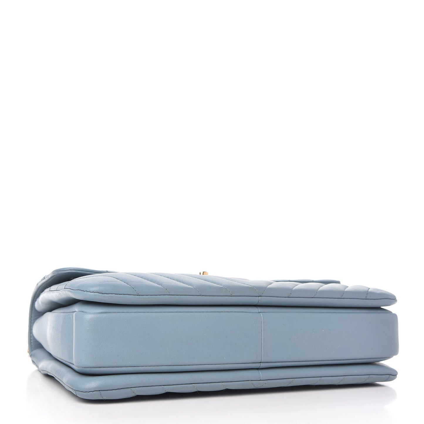 Lambskin Chevron Quilted Medium Trendy CC Dual Handle Flap Bag Light Blue