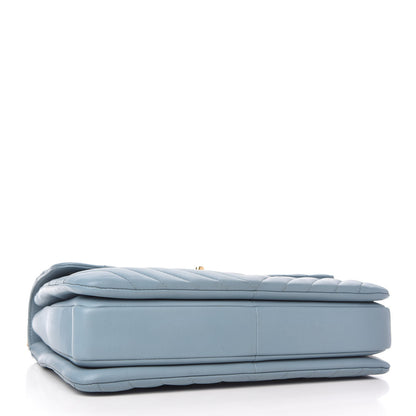 Chanel Lambskin Chevron Quilted Medium Trendy CC Dual Handle Flap Bag Light Blue 4 of 10