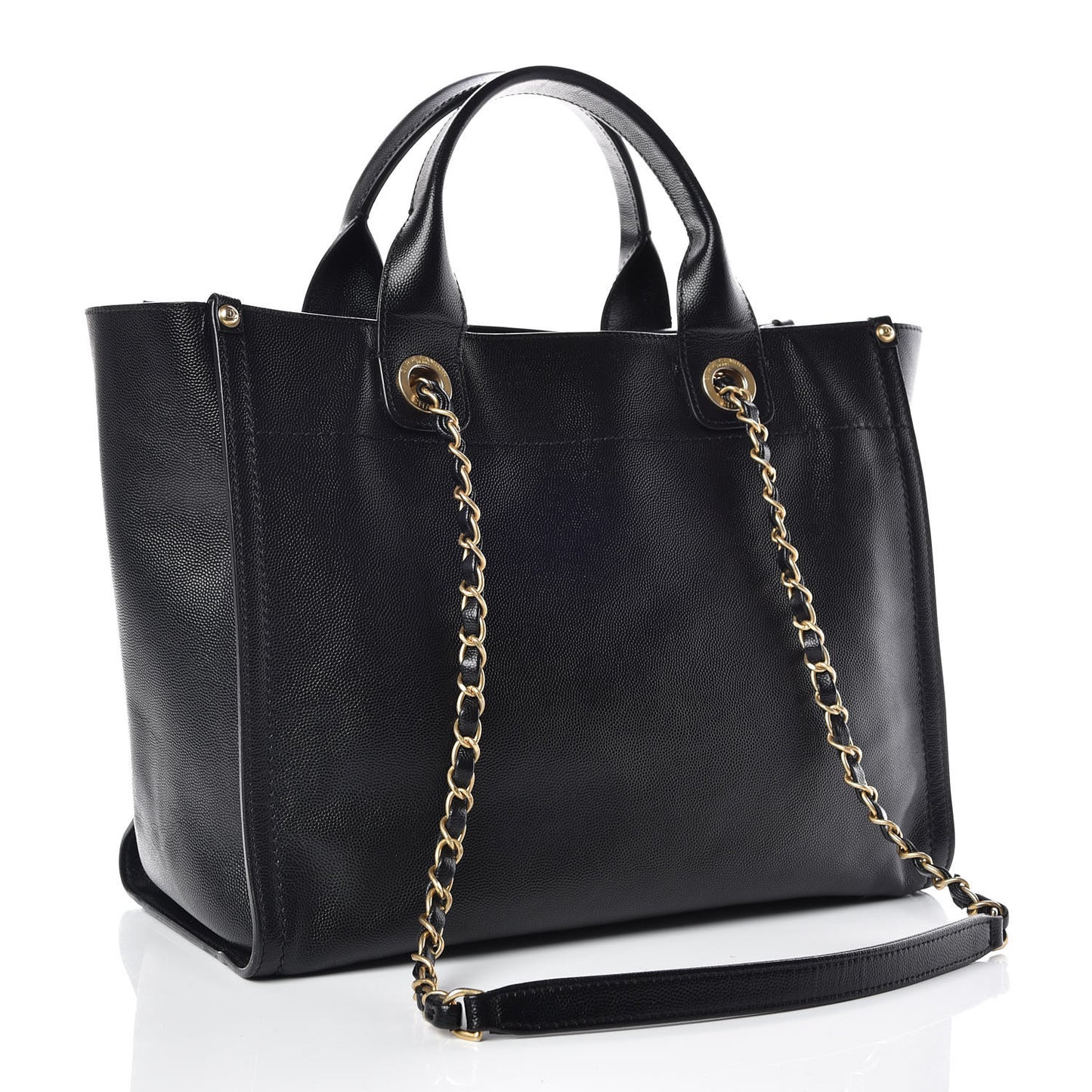 Caviar Small Studded Deauville Tote Black