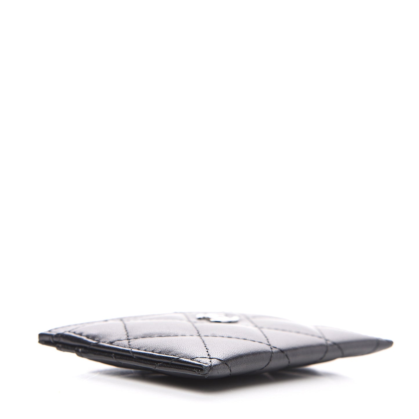 Lambskin Quilted Card Holder Black