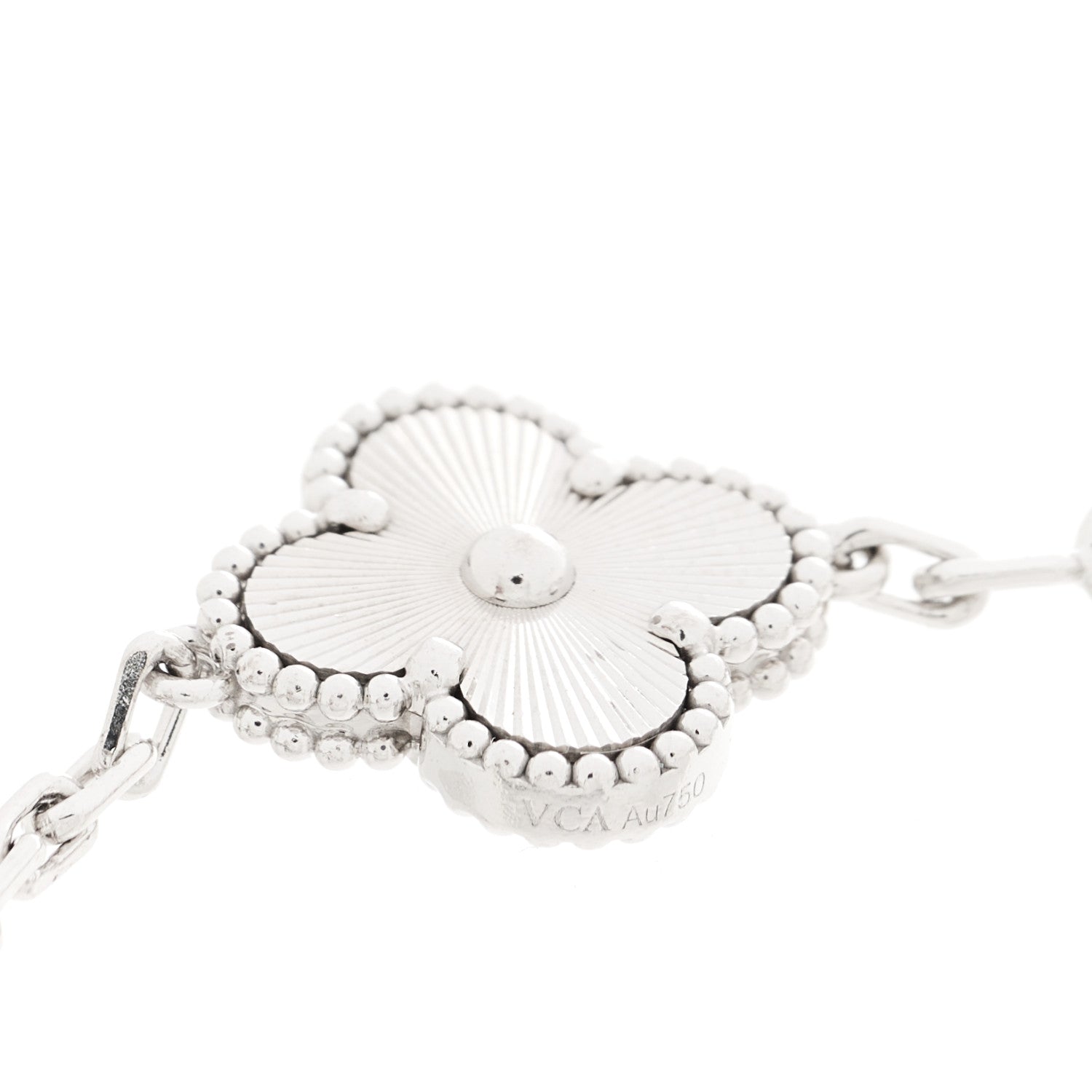 Van Cleef & Arpels VAN CLEEF & ARPELS 18K White Gold 5 Motifs Guilloche Vintage Alhambra Bracelet 4 of 4