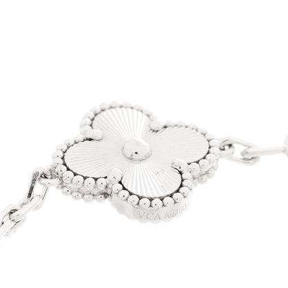 Van Cleef & Arpels VAN CLEEF & ARPELS 18K White Gold 5 Motifs Guilloche Vintage Alhambra Bracelet 4 of 4