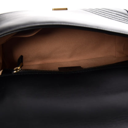 Gucci Calfskin Matelasse Small GG Marmont Top Handle Shoulder Bag Black 6 of 8